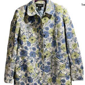 Nine West Floral Trench Coat Retro Mod Coquette Girl Cottagecore  Women's Medium